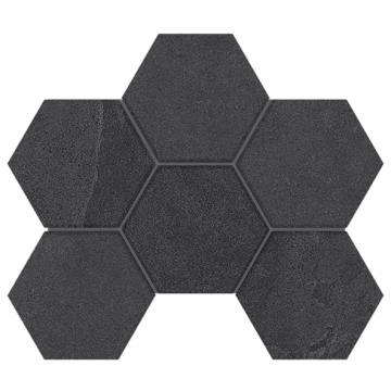 Карвинг 60x60 Луна (Luna) Estima: Мозаика LN04/TE04 Гексагон 25x28,5 непол. Черный