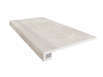 Карвинг 60x60 Терра (Terra) Estima: Комплект непол. (прямоугол. бортик) с насечками + Подступенок (14,5x120)) Белый