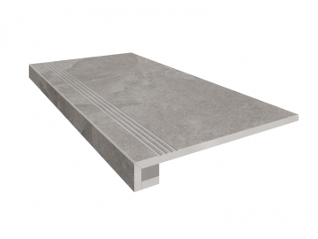 Карвинг 60x60 Терра (Terra) Estima: Комплект непол. (прямоугол. бортик) с насечками + Подступенок (14,5x120)) Серый