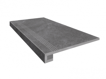 Карвинг 60x60 Терра (Terra) Estima: Комплект непол. (прямоугол. бортик) с насечками + Подступенок (14,5x120)) Темно-серый