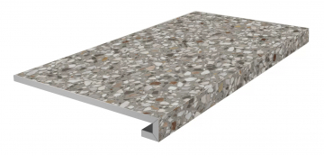 Карвинг 60x60 Бричиола Kerama Marazzi: Ступень фронтальная клееная Бричиола серый матовый обрезной 33x60x0,9
