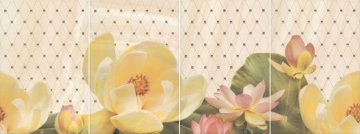 Карвинг 60x60 Летний сад Kerama Marazzi: Панно настенное Летний сад Беж из 4 частей ПН30х80