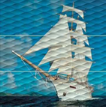 Карвинг 60x60 Майори Kerama Marazzi: Панно настенное Майори Корабль 90х89,5 (из 3-х плиток)
