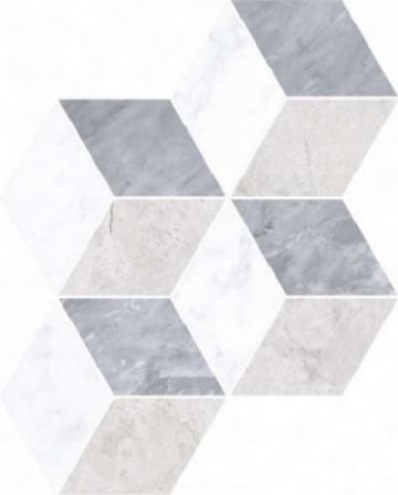 Карвинг 60x60 Мармори (Marmori) Vitra: Мозаика Мармори Ромб Холодный Микс