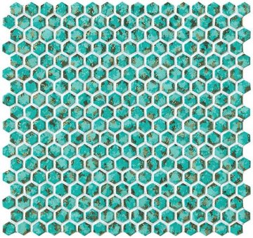 Карвинг 60x60 Dwell (Двелл) Atlas Concorde: Керамическая плитка Dwell Turquoise Hexagon Gold (6DHT)