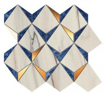 Мозаика Marvel Dream (Марвел Дриам) Atlas Concorde: Керамическая плитка Marvel Diamonds Bianco - Ultramarine (9MDN) 35,8x32,9