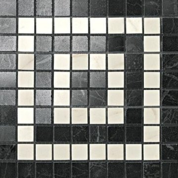 Декоры Marvel pro (Марвел Про) Atlas Concorde: Керамогранит Marvel Noir/Cremo Angolo Mosaico (ADRI) 18,5x18,5