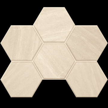 Карвинг 60x60 Габбро (Gabbro) Estima: Мозаика GB01 Гексагон 25x28,5 непол. Бежевый
