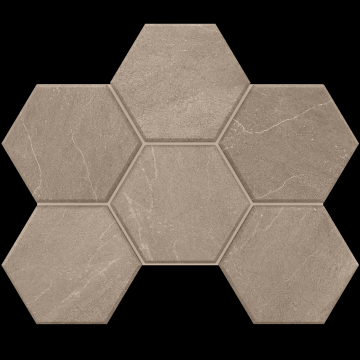 Карвинг 60x60 Габбро (Gabbro) Estima: Мозаика GB02 Гексагон 25x28,5 непол. Серый