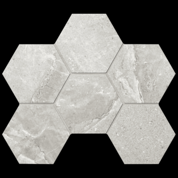 Карвинг 60x60 Кайлас (Kailas) Estima: Мозаика KA01 Гексагон 25x28,5 непол. Серый