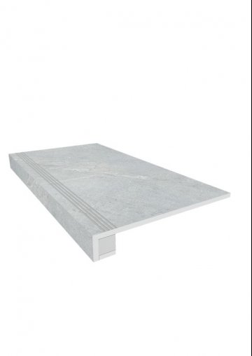 Карвинг 60x60 Кайлас (Kailas) Estima: Комплект  непол. (прямоугол. бортик) с насечками + Подступенок (14,5x120)) Серый