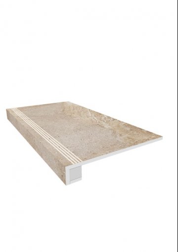 Карвинг 60x60 Кайлас (Kailas) Estima: Комплект  непол. (прямоугол. бортик) с насечками + Подступенок (14,5x120)) Светло-коричневый