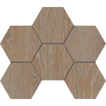 Карвинг 60x60 Крафт Вуд (Kraft Wood) Estima: Мозаика KW01 Гексагон 25x28,5 структур. Бежевый