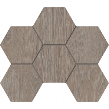 Карвинг 60x60 Крафт Вуд (Kraft Wood) Estima: Мозаика KW02 Гексагон 25x28,5 структур. Светло-серый