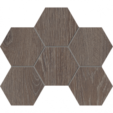 Карвинг 60x60 Крафт Вуд (Kraft Wood) Estima: Мозаика KW03 Гексагон 25x28,5 структур. Венге