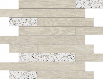 Карвинг 60x60 Крафт Вуд (Kraft Wood) Estima: Мозаика KW00/CM00 Муретто 30x35 структур./непол. Белый