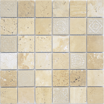 Карвинг 60x60 Art Stone (Арт Камень) Leedo ceramica: Art Travertino Beige MAT 48x48x8