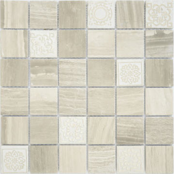 Карвинг 60x60 Art Stone (Арт Камень) Leedo ceramica: Art Travertino Silver MAT 48x48x8