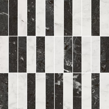 Карвинг 60x60 Тубкаль Kerama Marazzi: Тубкаль мозаичный микс чёрный белый глянцевый обрезной 30x30x0,9